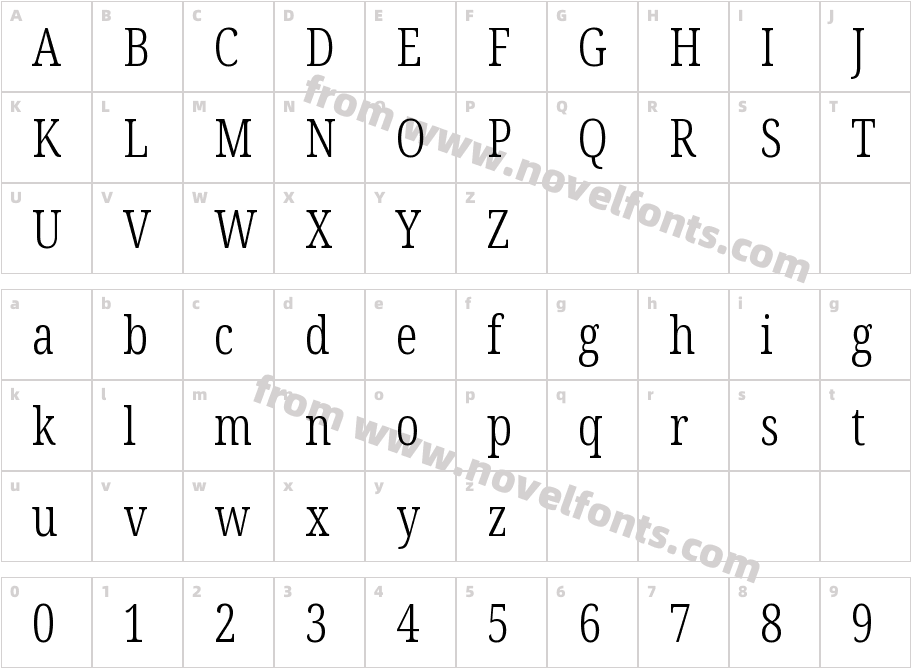 Noto Serif Extra Condensed LightCharacter Map