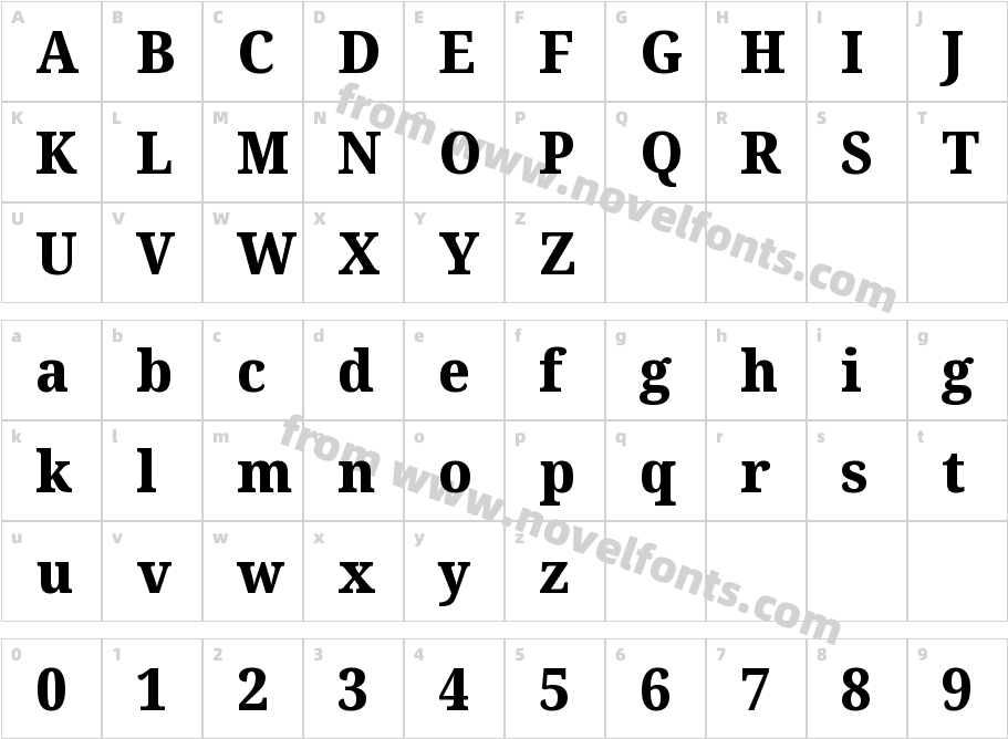 Noto Serif Semi Condensed Extra BoldCharacter Map