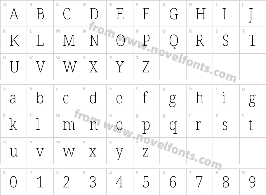 Noto Serif Semi Condensed Extra LightCharacter Map