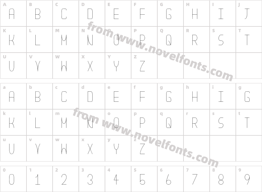 Nouveau Fontdue Ultra LightCharacter Map