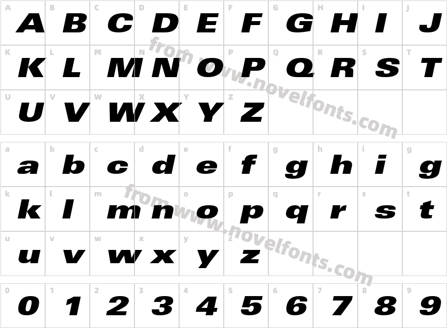 Nova Black Expanded SSi Black Expanded ItalicCharacter Map