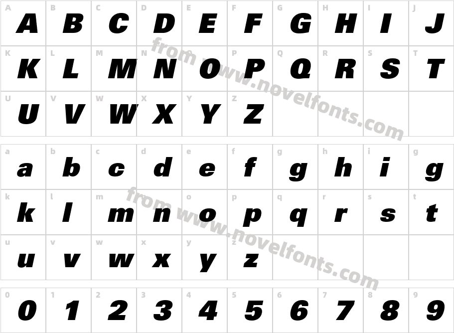 Nova Black SSi Black ItalicCharacter Map