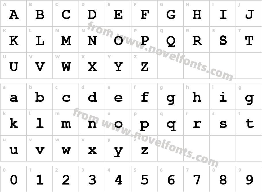 Noxchi Courier New BoldCharacter Map