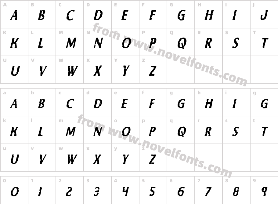 Body Swipers Condensed ItalicCharacter Map