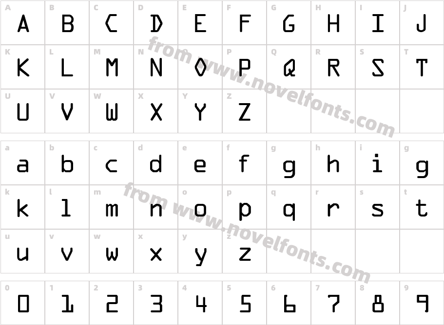 OCR A RegularCharacter Map