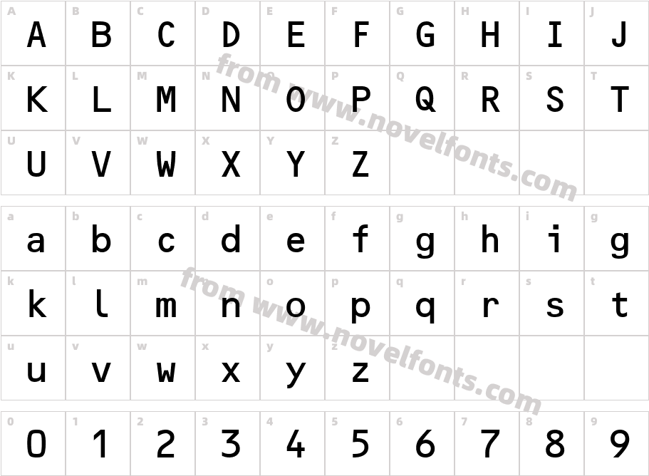 OCRB MediumCharacter Map