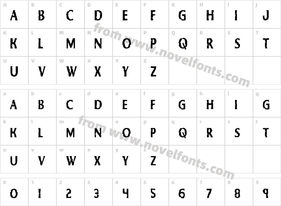 Body Swipers CondensedCharacter Map