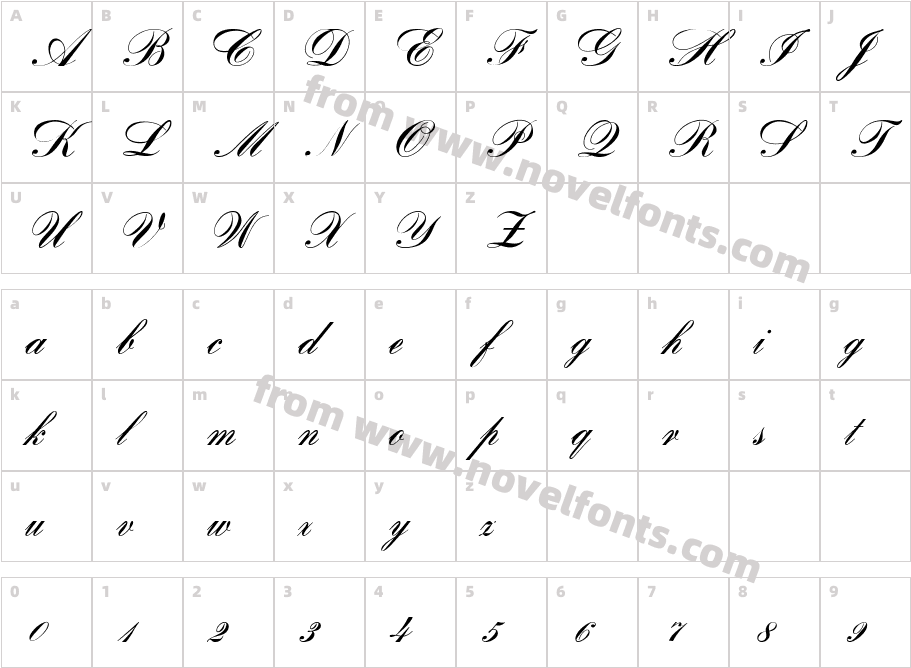 OPTI Bank ScriptCharacter Map