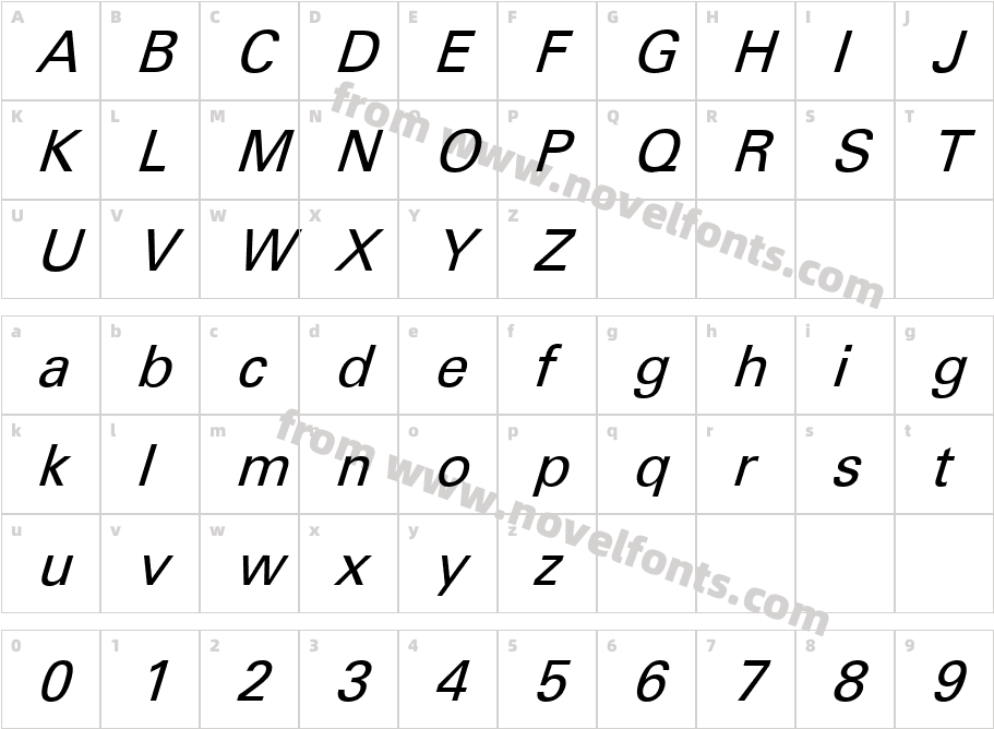 Obelisk ItalicSWFTECharacter Map