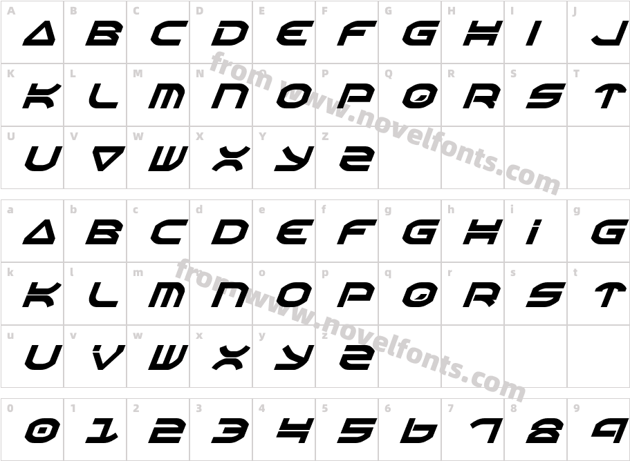 Oberon ItalicCharacter Map