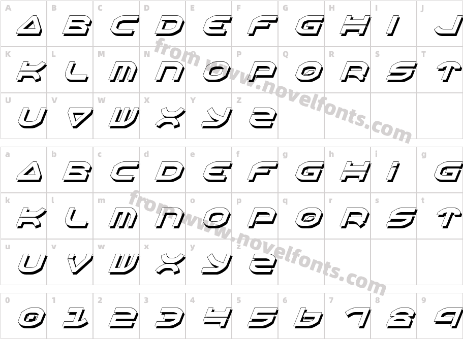 Oberon Shadow ItalicCharacter Map