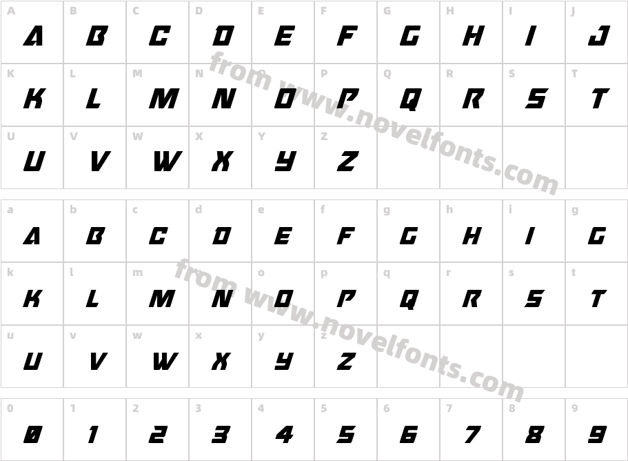 Oceanic Drift Condensed ItalicCharacter Map