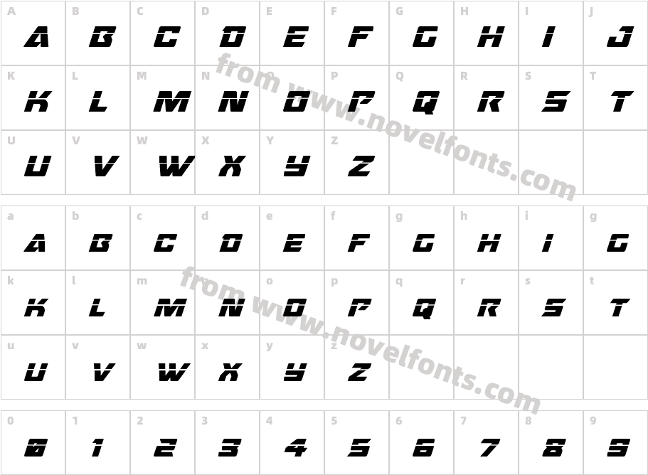 Oceanic Drift Laser ItalicCharacter Map