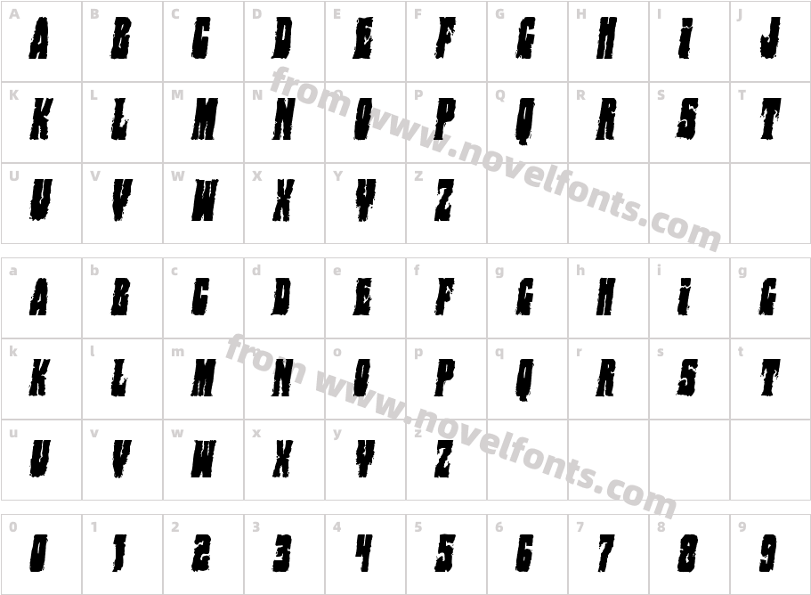 Bog Beast Condensed ItalicCharacter Map