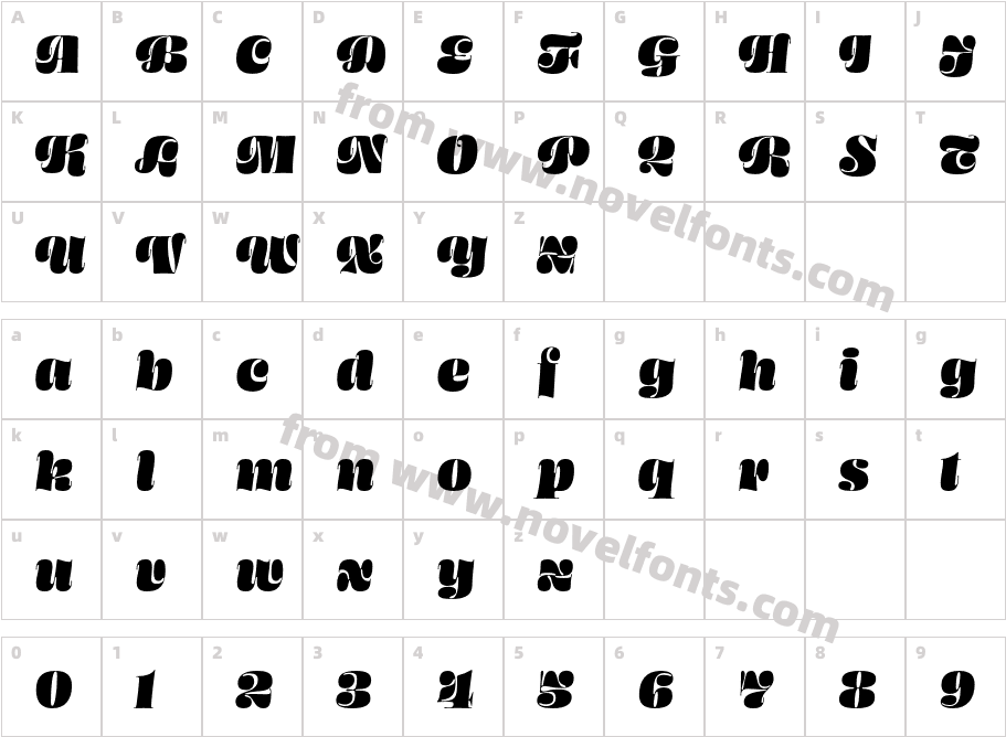 Ohno Blazeface 72 Point ItalicCharacter Map