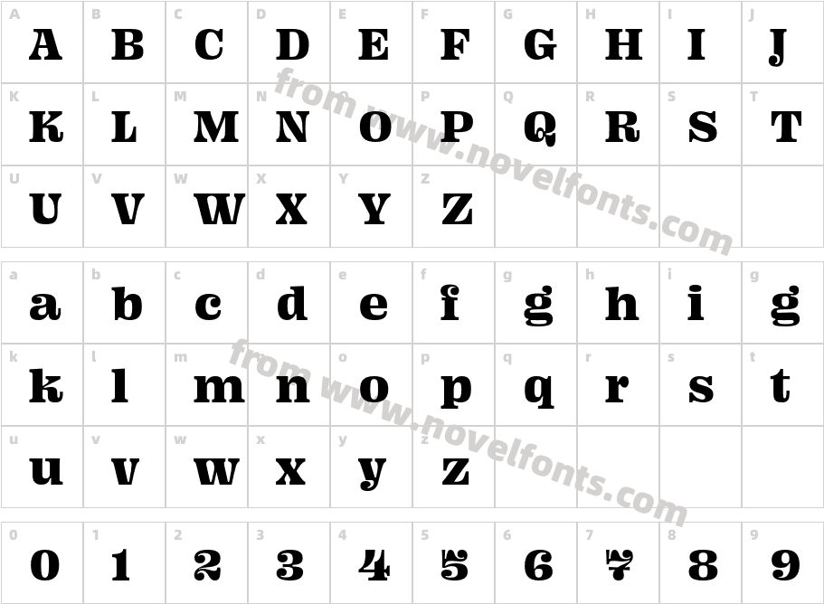 Ohno Fatface 12 PtCharacter Map