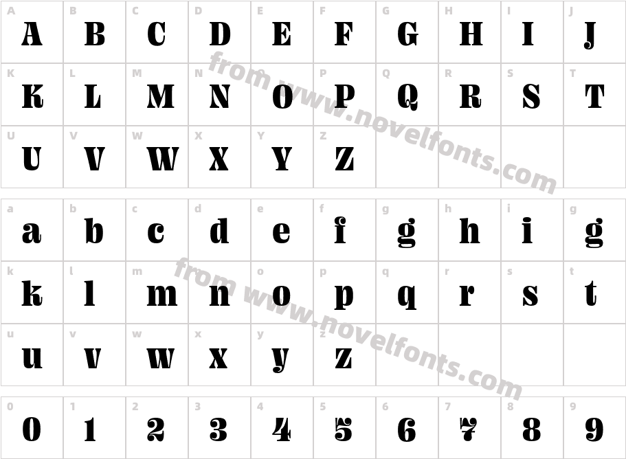 Ohno Fatface 18 Pt NarrowCharacter Map