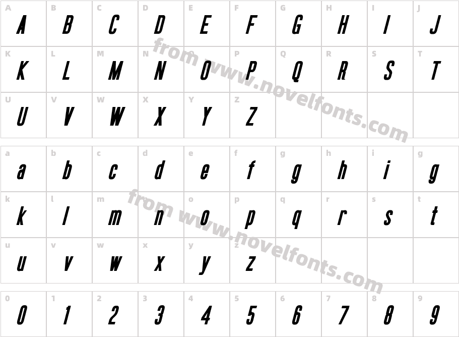 Okuda Bold ItalicCharacter Map