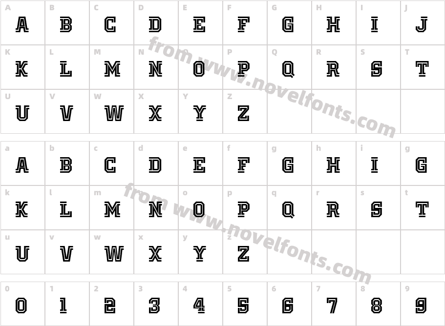 Old School United InlineCharacter Map