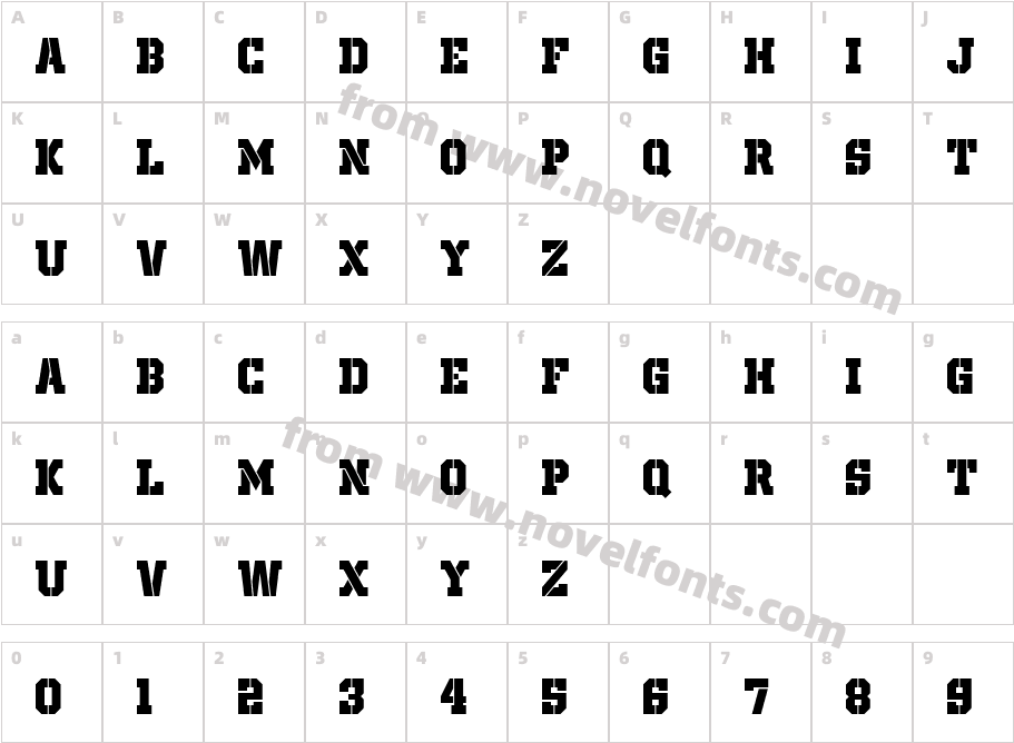 Old School United StencilCharacter Map