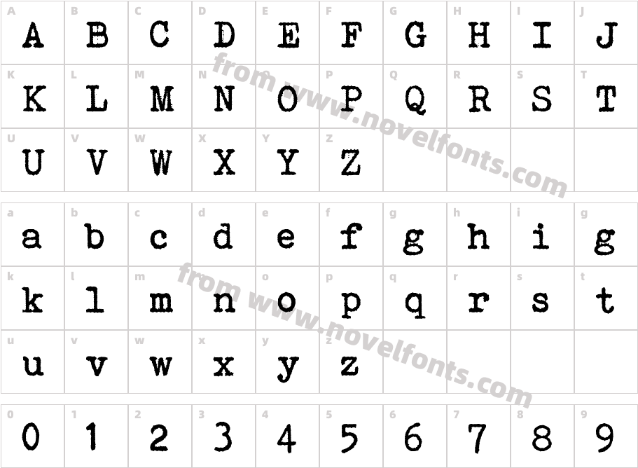 Bohemian typewriterCharacter Map