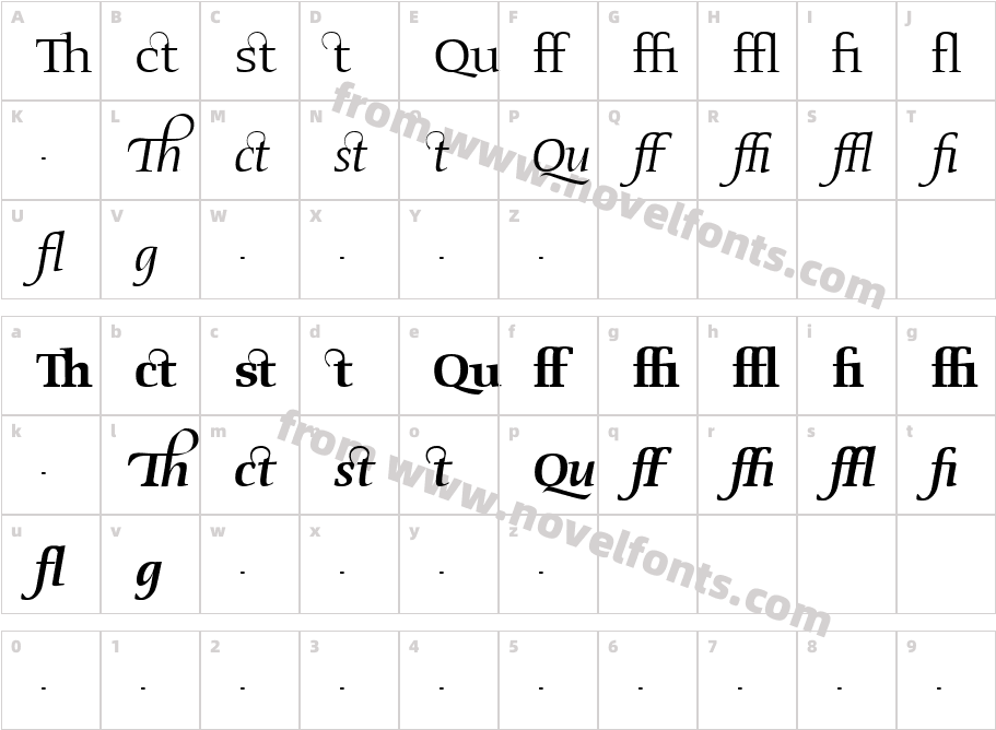 Oldstyle Flourishes RegularCharacter Map