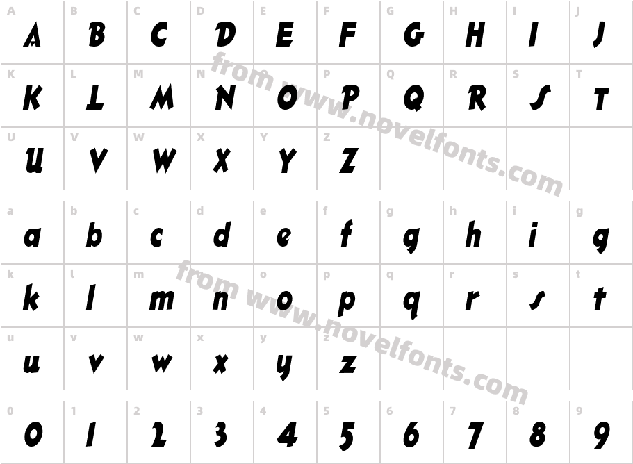 Ole Condensed ItalicCharacter Map