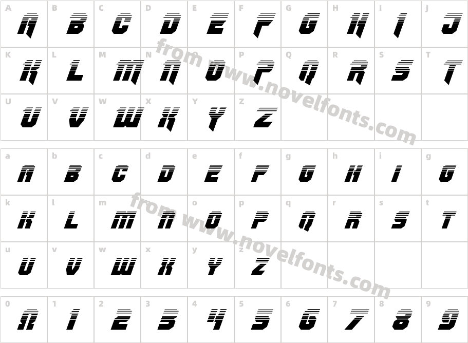 OmegaForce Twotone ItalicCharacter Map