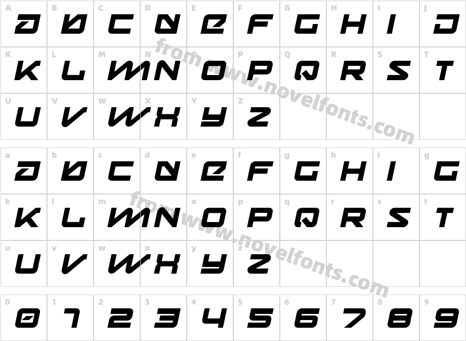 Onky ItalicCharacter Map