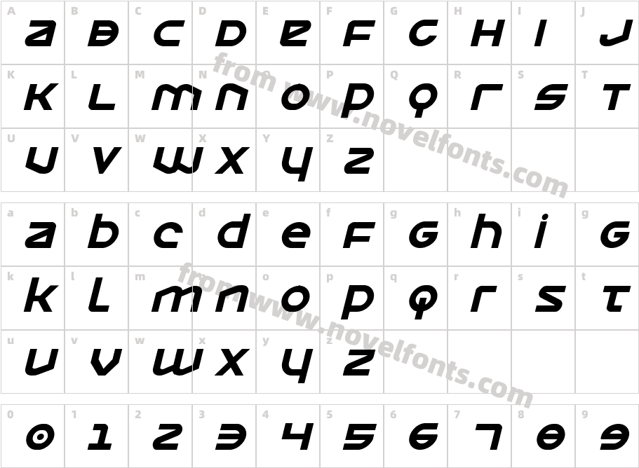 Opilio Bold ItalicCharacter Map