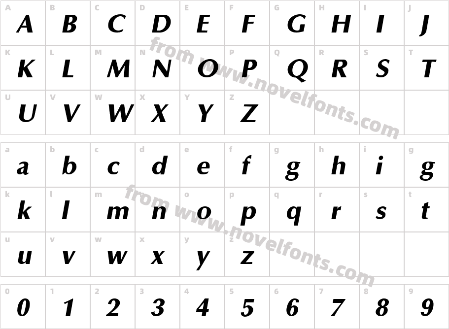 Optane Extrabold ItalicCharacter Map