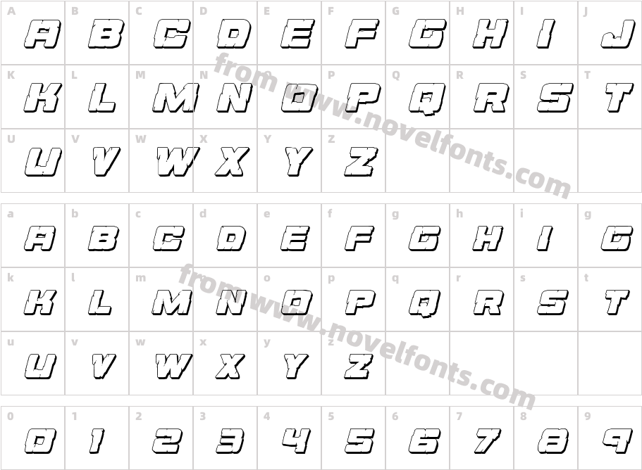 Ore Crusher 3D ItalicCharacter Map