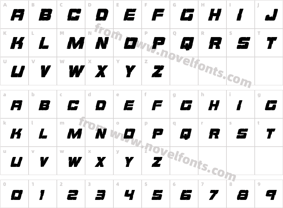 Ore Crusher Condensed ItalicCharacter Map