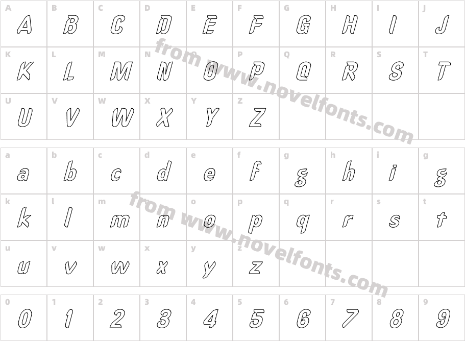 Oregon Dry Hollow ItalicCharacter Map