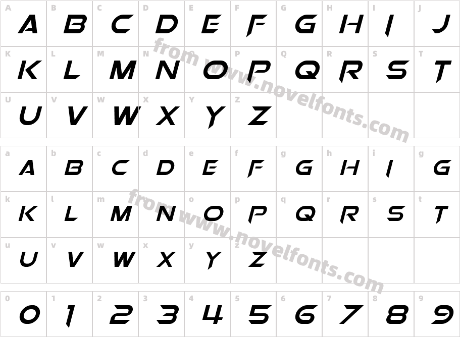 Orion Pax ItalicCharacter Map