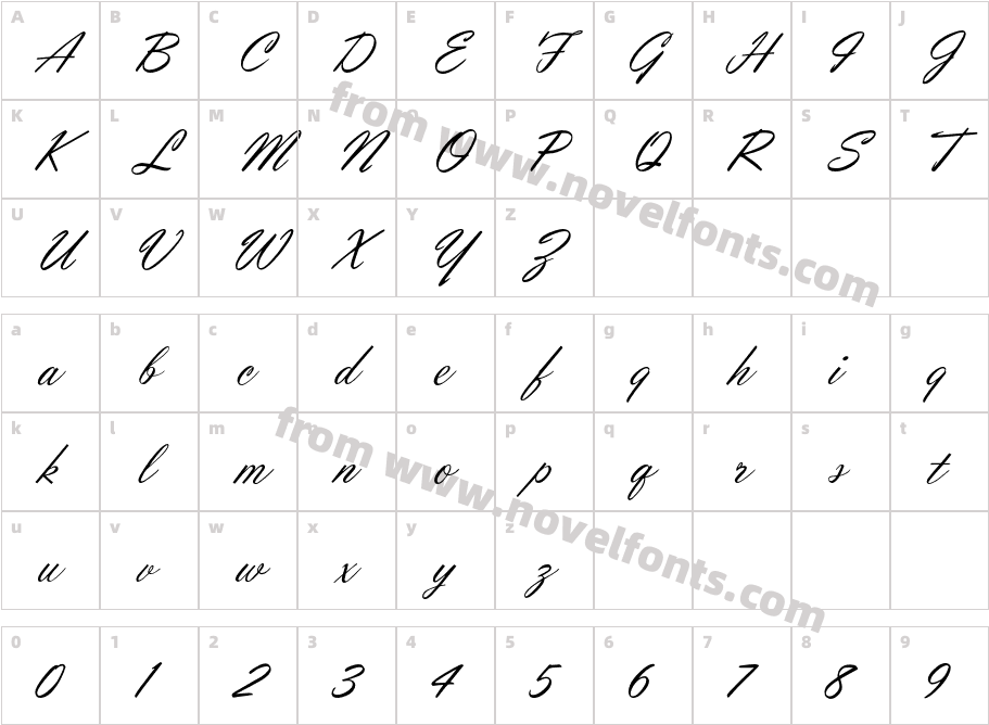 Orion Script NormalCharacter Map