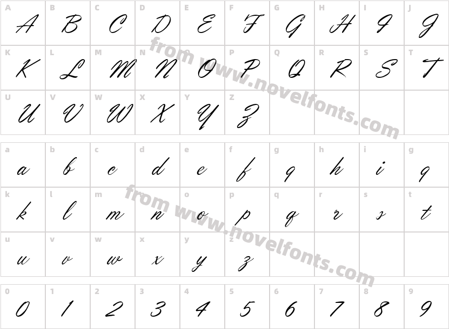 Orion Script NormalCharacter Map