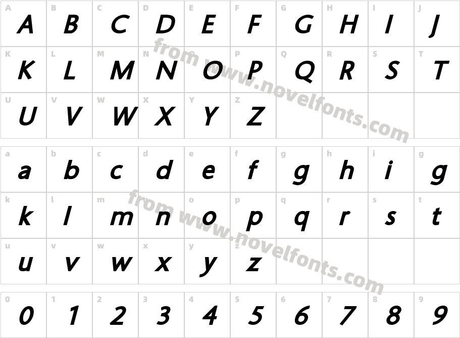 Oski East Bold ItalicCharacter Map