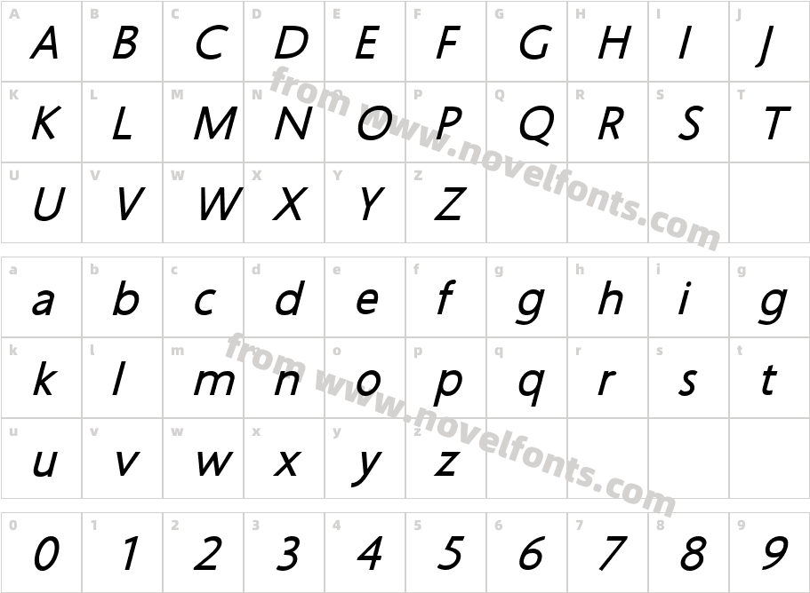 Oski West ItalicCharacter Map