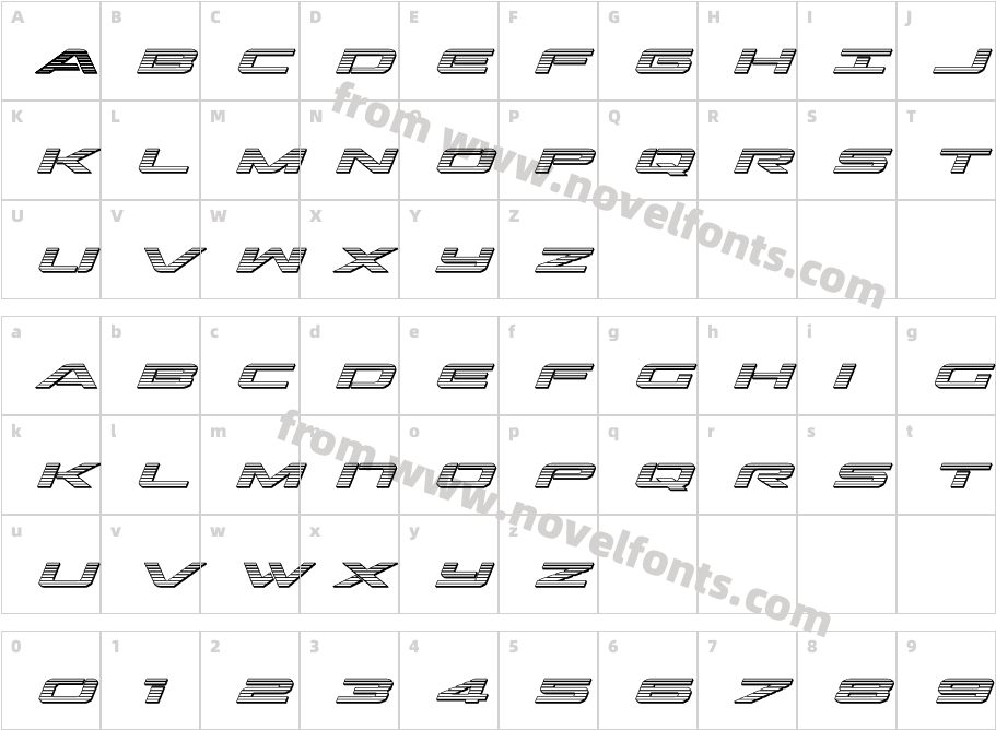 Outrider Chrome Italic ItalicCharacter Map