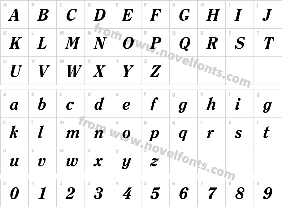 Oxford Bold ItalicSWFTECharacter Map