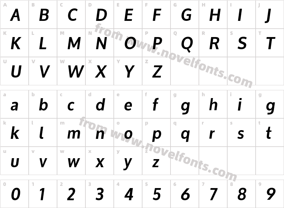 Oxygen Bold ItalicCharacter Map