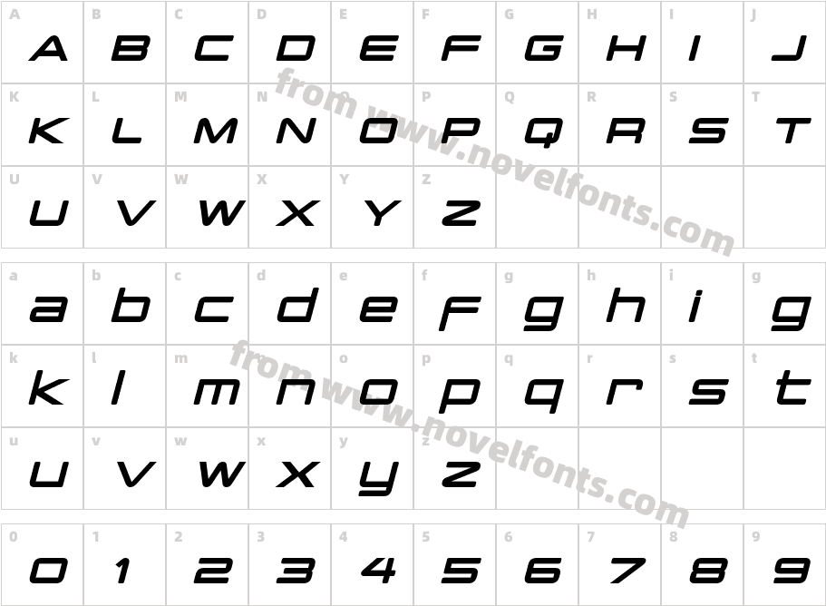 PCap Terminal Bold ItalicCharacter Map