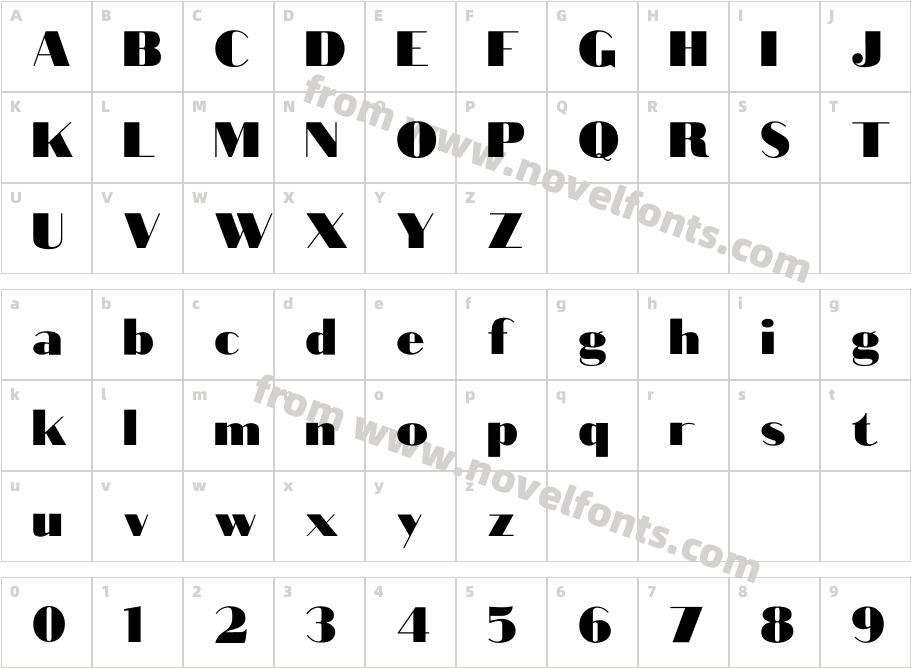 Bold-ish Demo FontCharacter Map