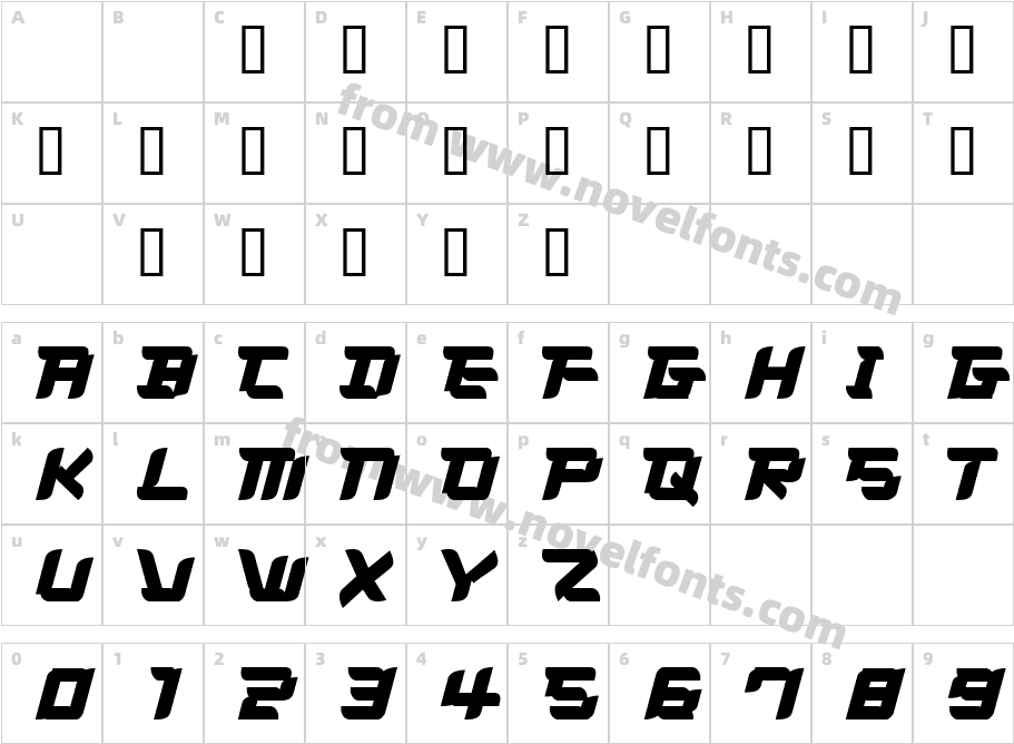 PB008 HIGHWAY STAR 2003Character Map