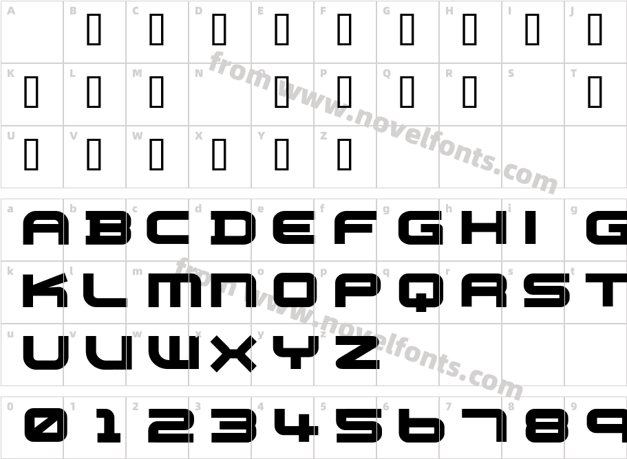 PB010 TRANSPORT X BoldCharacter Map