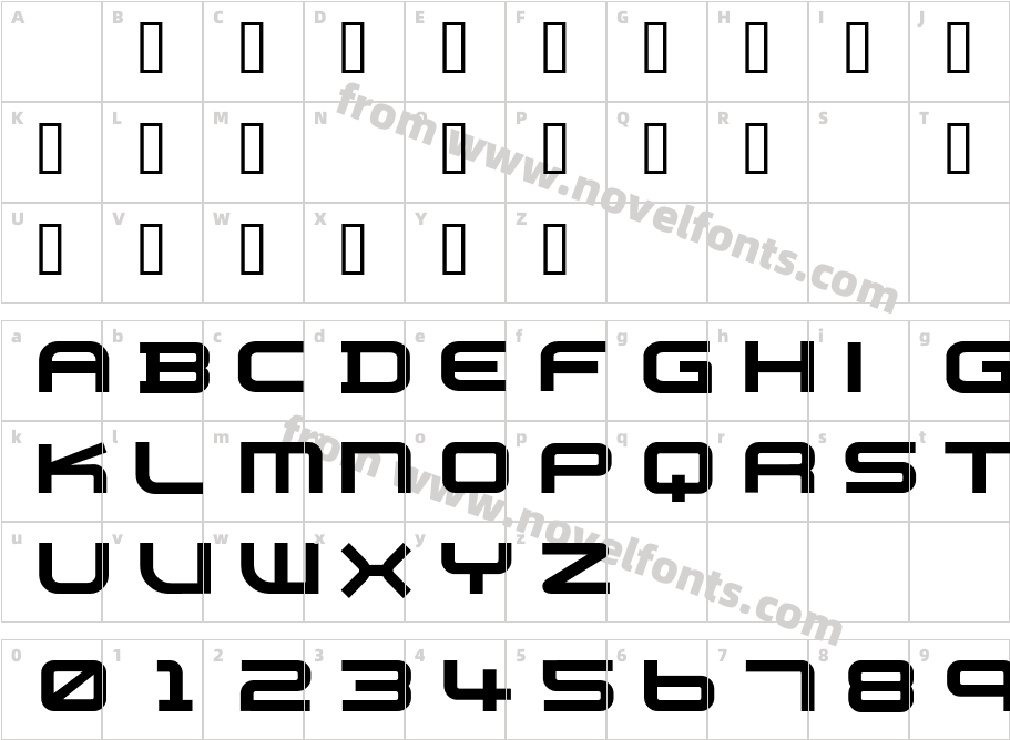 PB010 TRANSPORT XCharacter Map