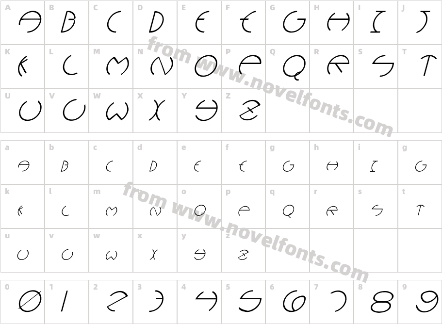 PC Rounders ItalicCharacter Map