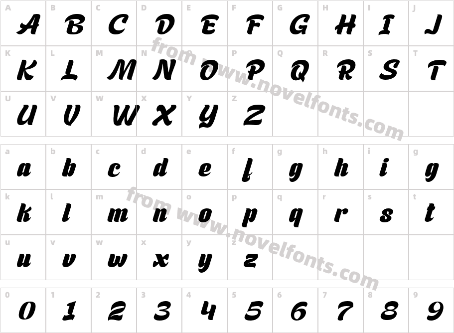 Boldblaster ItalicCharacter Map