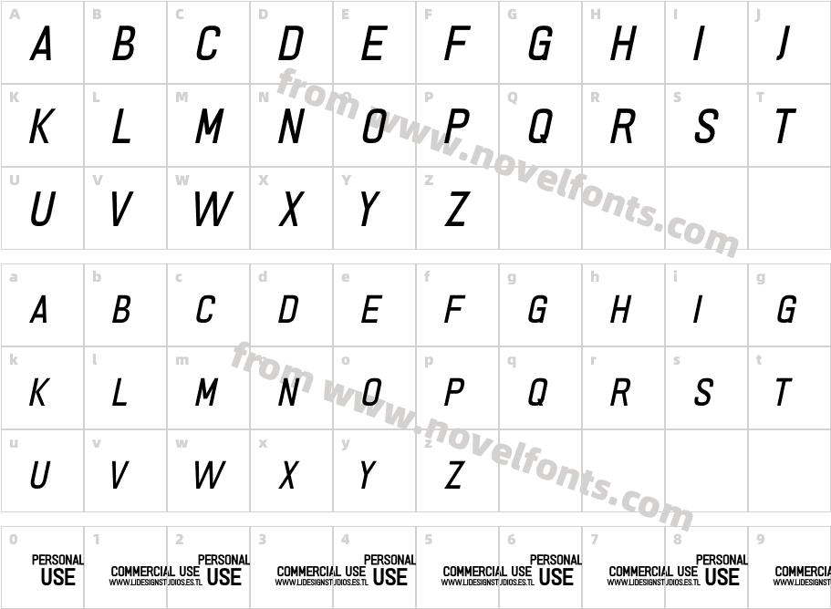 PRIMERA ItalicCharacter Map